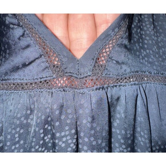 Gentle Fawn Navy Blue V-neckline Ruffle‎ Detail Mini Dress Long Sleeve Size S - Picture 6 of 12